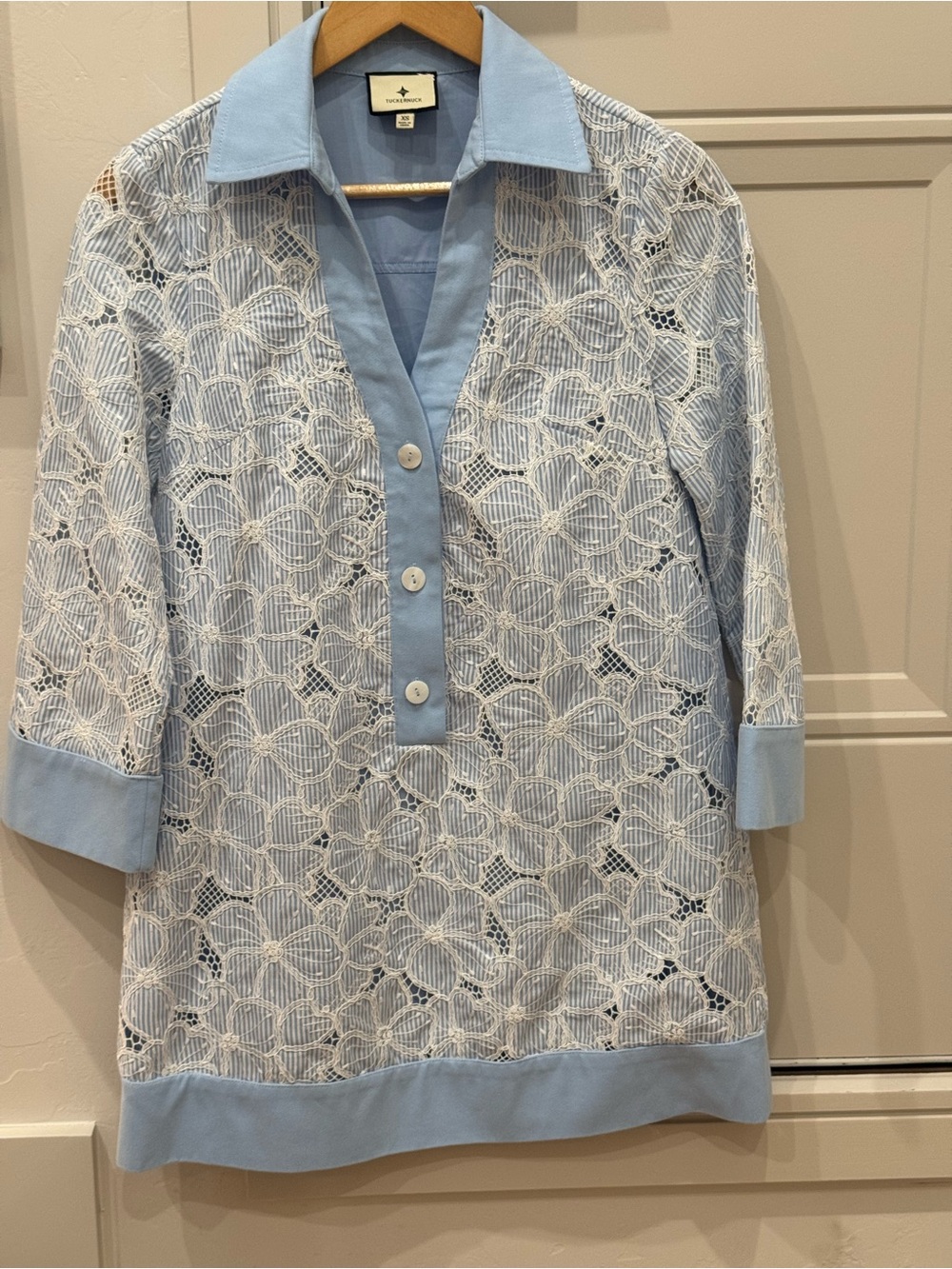 Tuckernuck Blue Floral Lace Collier Dress